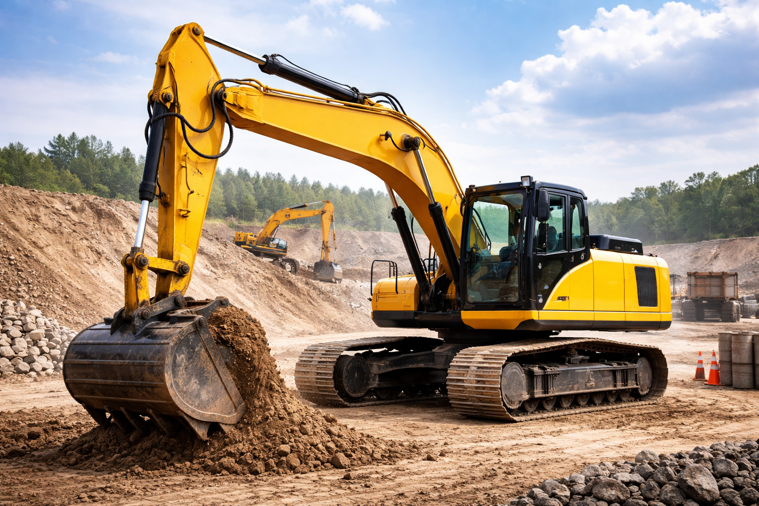 Hydraulic excavator at a worksite